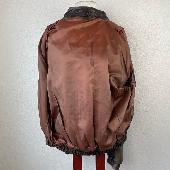 Ethiopian Two Tone Brown Leather Jacket Size XL - Picture 8 of 11